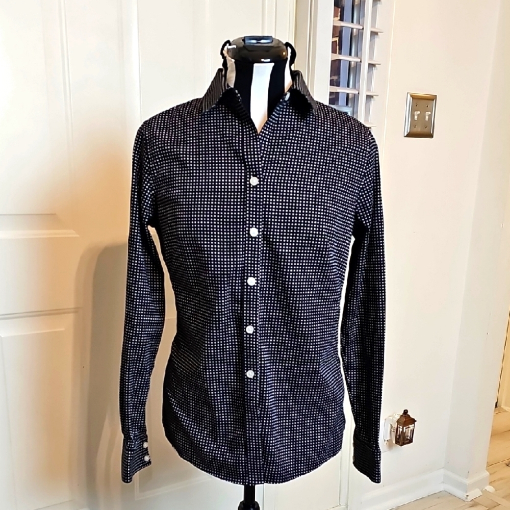 Black and White Women's Button-Up Shirt